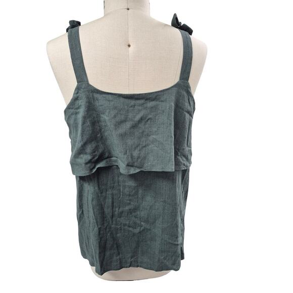 NWT Wonder Sleeveless Tank Green Tie Bow Strap Rayon/Linen Blend Sz M - Picture 2 of 10